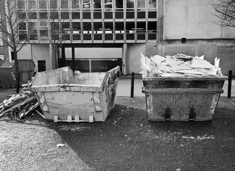 Residential waste collection truck in Waterloo streets